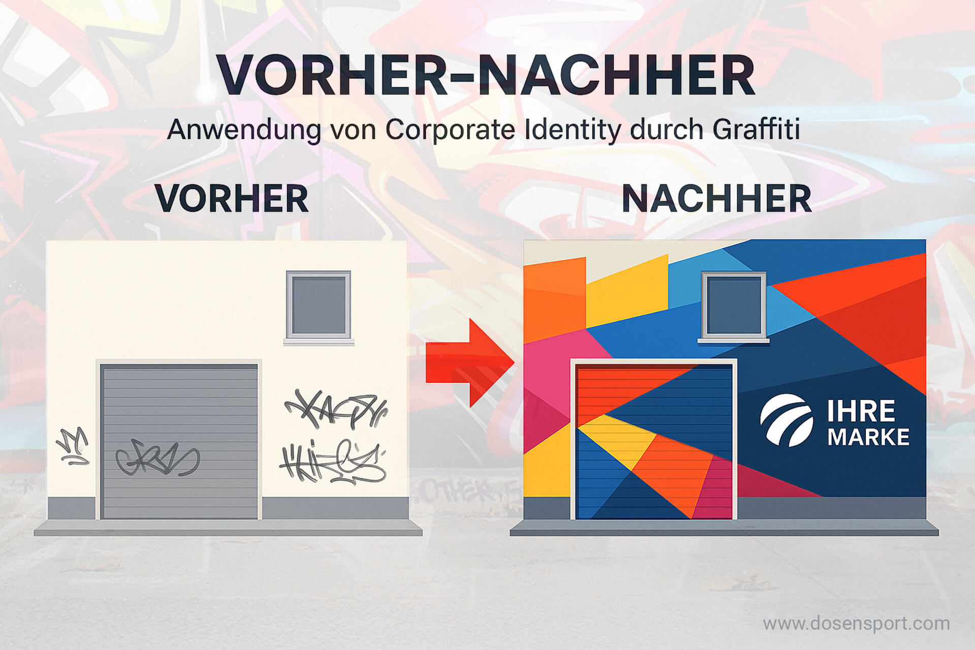 Vorher-Nachher Vergleich: Graffiti als Corporate Identity Werkzeug